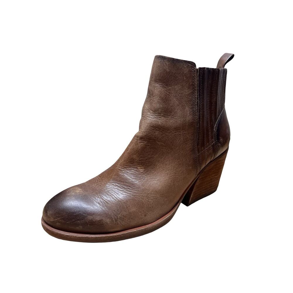 Kork Ease Burnished Brown Leather Hadley Chelsea Heeled Booties Boots 11 M